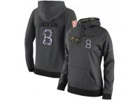 NFL Women's Nike Baltimore Ravens #8 Lamar Jackson Stitched Black Anthracite Salute to Service Player Performance Hoodie