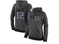 NFL Women's Nike Carolina Panthers #12 Charles Johnson Stitched Black Anthracite Salute to Service Player Performance Hoodie