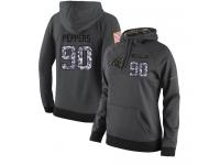 NFL Women's Nike Carolina Panthers #90 Julius Peppers Stitched Black Anthracite Salute to Service Player Performance Hoodie