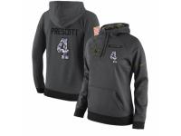 NFL Women's Nike Dallas Cowboys #4 Dak Prescott Stitched Black Anthracite Salute to Service Player Performance Hoodie