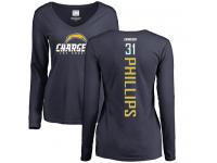 Nike Adrian Phillips Navy Blue Backer Women's - NFL Los Angeles Chargers #31 Long Sleeve T-Shirt