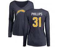 Nike Adrian Phillips Navy Blue Name & Number Logo Women's - NFL Los Angeles Chargers #31 Long Sleeve T-Shirt