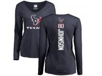 Nike Andre Johnson Navy Blue Backer Women's - NFL Houston Texans #80 Long Sleeve T-Shirt