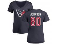 Nike Andre Johnson Navy Blue Name & Number Logo Women's - NFL Houston Texans #80 T-Shirt