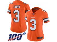 Nike Broncos #3 Drew Lock Orange Women's Stitched NFL Limited Rush 100th Season Jersey