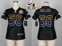 Nike Broncos #58 Von Miller Black Super Bowl 50 Women NFL Fashion Game Jersey