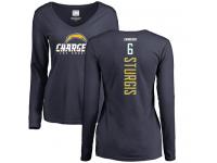 Nike Caleb Sturgis Navy Blue Backer Women's - NFL Los Angeles Chargers #6 Long Sleeve T-Shirt
