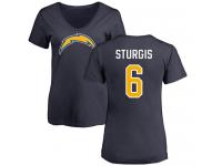 Nike Caleb Sturgis Navy Blue Name & Number Logo Women's - NFL Los Angeles Chargers #6 T-Shirt