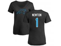 Nike Cam Newton Black Name & Number Logo Slim Fit Women's - NFL Carolina Panthers #1 T-Shirt