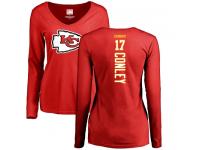 Nike Chris Conley Red Backer Slim Fit Women's - NFL Kansas City Chiefs #17 Long Sleeve T-Shirt