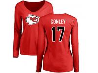 Nike Chris Conley Red Name & Number Logo Slim Fit Women's - NFL Kansas City Chiefs #17 Long Sleeve T-Shirt