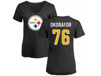 Nike Chukwuma Okorafor Black Name & Number Logo Slim Fit Women's - NFL Pittsburgh Steelers #76 T-Shirt