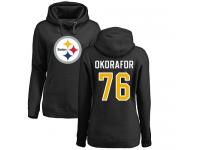 Nike Chukwuma Okorafor Black Name & Number Logo Women's - NFL Pittsburgh Steelers #76 Pullover Hoodie