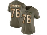 Nike Chukwuma Okorafor Limited Olive Gold Women's Jersey - NFL Pittsburgh Steelers #76 2017 Salute to Service