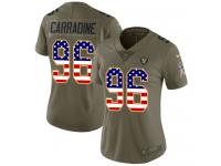 Nike Cornellius Carradine Limited Olive USA Flag Women's Jersey - NFL Oakland Raiders #96 2017 Salute to Service