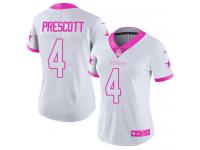 Nike Cowboys #4 Dak Prescott White Pink Women Stitched NFL Limited Rush Fashion Jersey