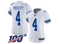 Nike Cowboys #4 Dak Prescott White Women's Stitched NFL 100th Season Vapor Limited Jersey