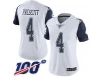 Nike Cowboys #4 Dak Prescott White Women's Stitched NFL Limited Rush 100th Season Jersey