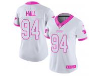Nike Daeshon Hall Limited White Pink Women's Jersey - NFL Carolina Panthers #94 Rush Fashion
