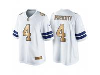 Nike Dallas Cowboys #4 Dak Prescott White 2016 Christmas Gold Men's NFL Game Edition Jersey