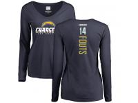 Nike Dan Fouts Navy Blue Backer Women's - NFL Los Angeles Chargers #14 Long Sleeve T-Shirt
