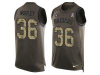 Nike Daryl Worley Green Men's Jersey - NFL Oakland Raiders #36 Salute to Service Tank Top