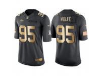 Nike Denver Broncos #95 Derek Wolfe Anthracite 2016 Christmas Gold Men's NFL Limited Salute to Service Jersey