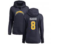 Nike Drew Kaser Navy Blue Name & Number Logo Women's - NFL Los Angeles Chargers #8 Pullover Hoodie