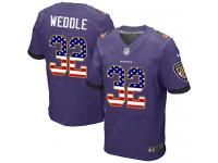 Nike Eric Weddle Elite Purple Home Men's Jersey - NFL Baltimore Ravens #32 USA Flag Fashion