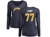 Nike Forrest Lamp Navy Blue Name & Number Logo Women's - NFL Los Angeles Chargers #77 Long Sleeve T-Shirt