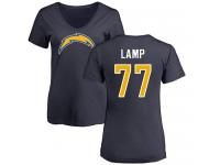 Nike Forrest Lamp Navy Blue Name & Number Logo Women's - NFL Los Angeles Chargers #77 T-Shirt