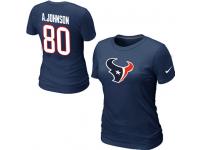 Nike Houston Texans #80 Andre Johnson Name & Number Women's NFL T-Shirt - Dark Blue