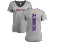 Nike Jaleel Johnson Ash Backer V-Neck Women's - NFL Minnesota Vikings #94 T-Shirt