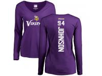 Nike Jaleel Johnson Purple Backer Slim Fit Women's - NFL Minnesota Vikings #94 Long Sleeve T-Shirt