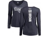 Nike Jamon Brown Navy Blue Backer Slim Fit Women's - NFL Los Angeles Rams #68 Long Sleeve T-Shirt