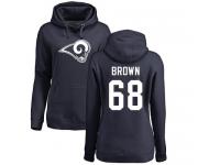 Nike Jamon Brown Navy Blue Name & Number Logo Women's - NFL Los Angeles Rams #68 Pullover Hoodie