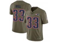 Nike Jeremy Hill Limited Olive Men's Jersey - NFL New England Patriots #33 2017 Salute to Service