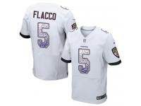 Nike Joe Flacco Elite White Road Men's Jersey - NFL Baltimore Ravens #5 Drift Fashion