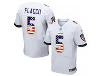 Nike Joe Flacco Elite White Road Men's Jersey - NFL Baltimore Ravens #5 USA Flag Fashion