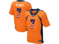 Nike John Elway Elite Orange Home Men's Jersey - NFL Denver Broncos #7 USA Flag Fashion