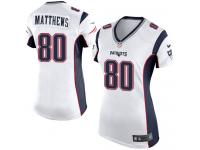 Nike Jordan Matthews Game White Road Women's Jersey - NFL New England Patriots #80