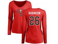 Nike Josh Robinson Red Name & Number Logo Women's - NFL Tampa Bay Buccaneers #26 Long Sleeve T-Shirt