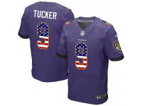 Nike Justin Tucker Elite Purple Home Men's Jersey - NFL Baltimore Ravens #9 USA Flag Fashion