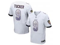Nike Justin Tucker Elite White Road Men's Jersey - NFL Baltimore Ravens #9 Drift Fashion