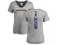 Nike Lamar Jackson Ash Backer V-Neck Women's - NFL Baltimore Ravens #8 T-Shirt