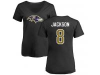 Nike Lamar Jackson Black Name & Number Logo Women's - NFL Baltimore Ravens #8 T-Shirt