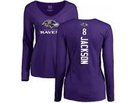 Nike Lamar Jackson Purple Backer Women's - NFL Baltimore Ravens #8 Long Sleeve T-Shirt