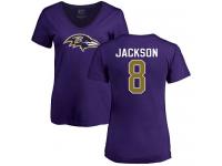 Nike Lamar Jackson Purple Name & Number Logo Women's - NFL Baltimore Ravens #8 T-Shirt