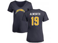 Nike Lance Alworth Navy Blue Name & Number Logo Women's - NFL Los Angeles Chargers #19 T-Shirt