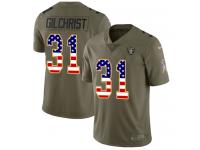 Nike Marcus Gilchrist Limited Olive USA Flag Men's Jersey - NFL Oakland Raiders #31 2017 Salute to Service